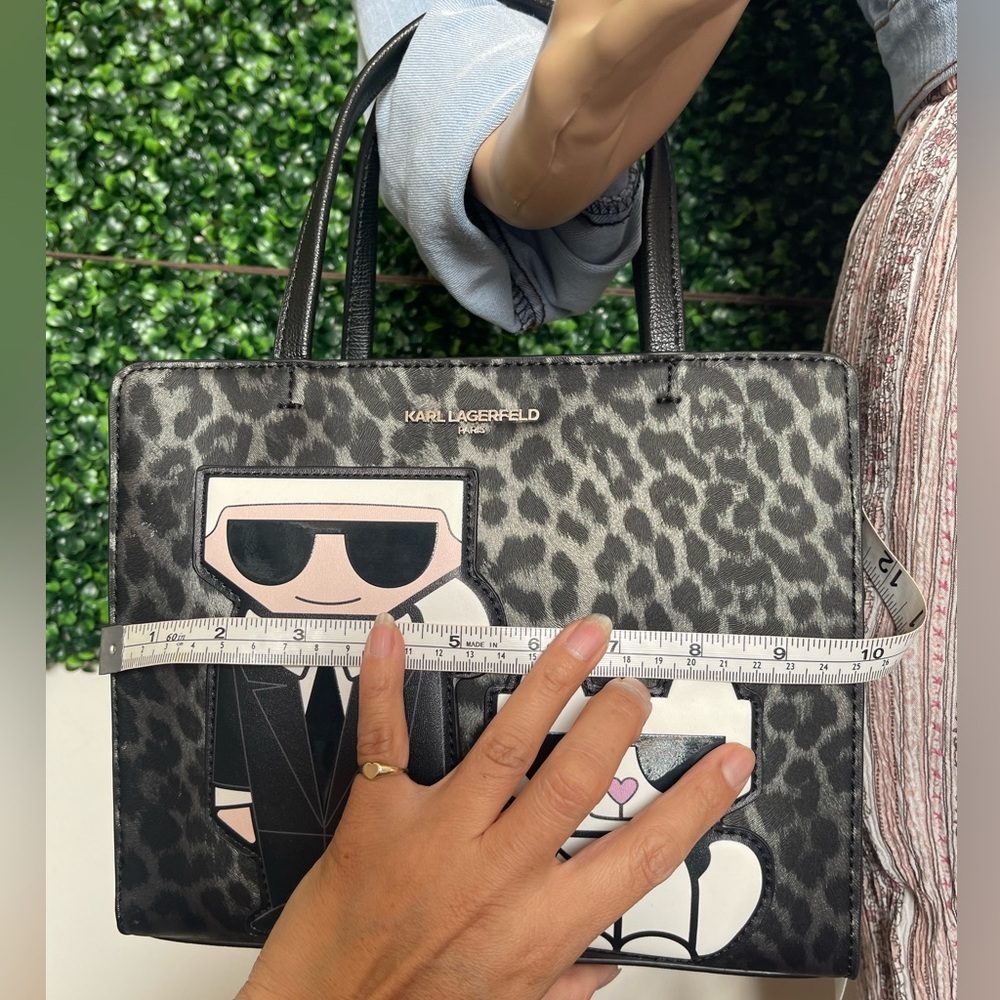 Karl Lagerfeld Paris Mini Tote Leopard Crossbody – Black/Grey - Picture 9 of 12